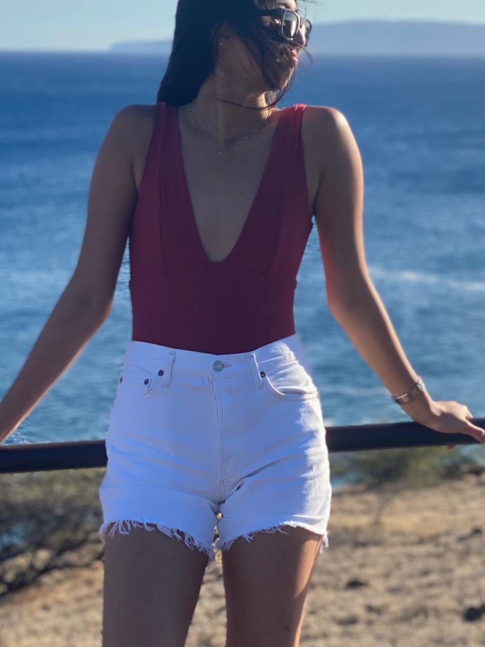 Kookai Plunge Ribbed Bodysuit